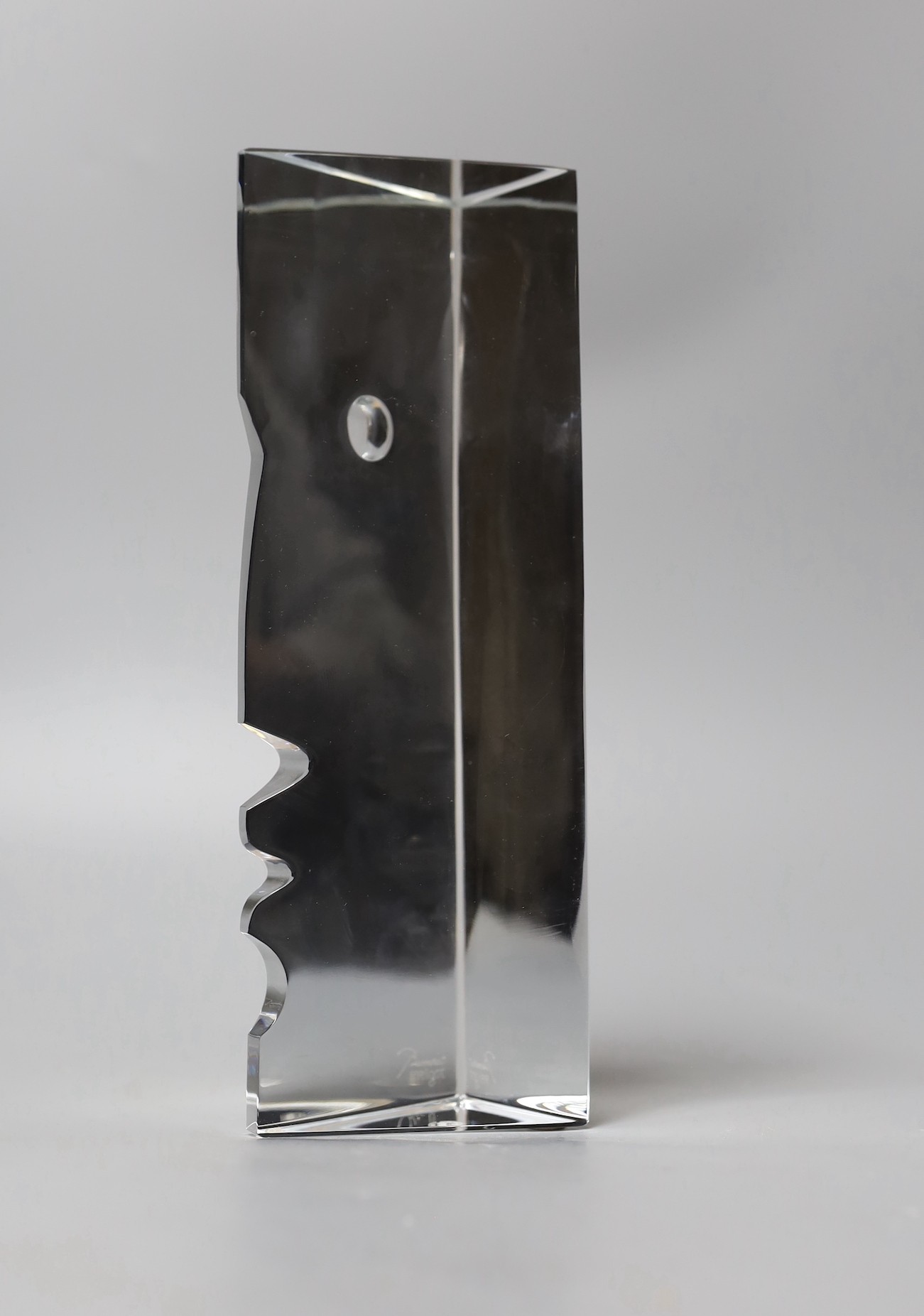 A signed Baccarat crystal prismatic cut bookend, designed by R Rigot, mid 20th century, 26cms high